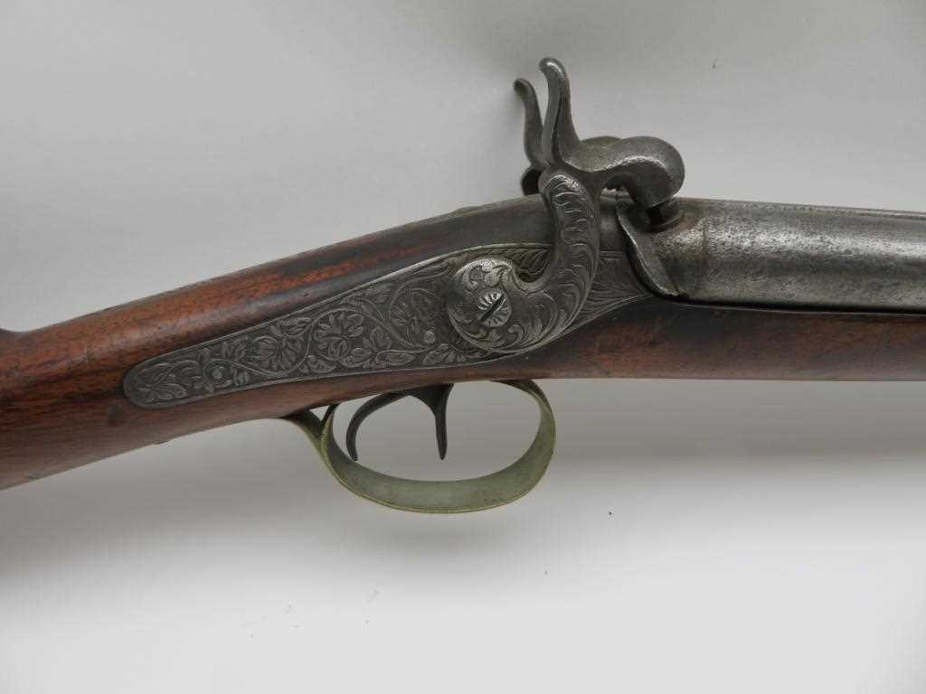 Lot 296 - A 34 BORE D.B. FRENCH PERCUSSION SHOTGUN