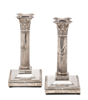 Lot 204 - A PAIR OF EDWARDIAN SILVER CANDLESTICKS, FORDHAM & FAULKNER, SHEFFIELD, 1905