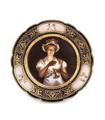 Lot 24 - A 'VIENNA' STYLE CABINET PLATE, 'LISETTE', PROBABLY GERMAN, CIRCA 1900