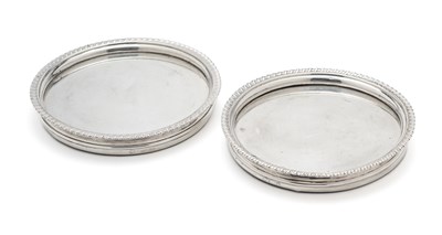 Lot 216 - A PAIR OF VICTORIAN SILVER BOTTLE STANDS, F.B. THOMAS & CO., LONDON, 1880