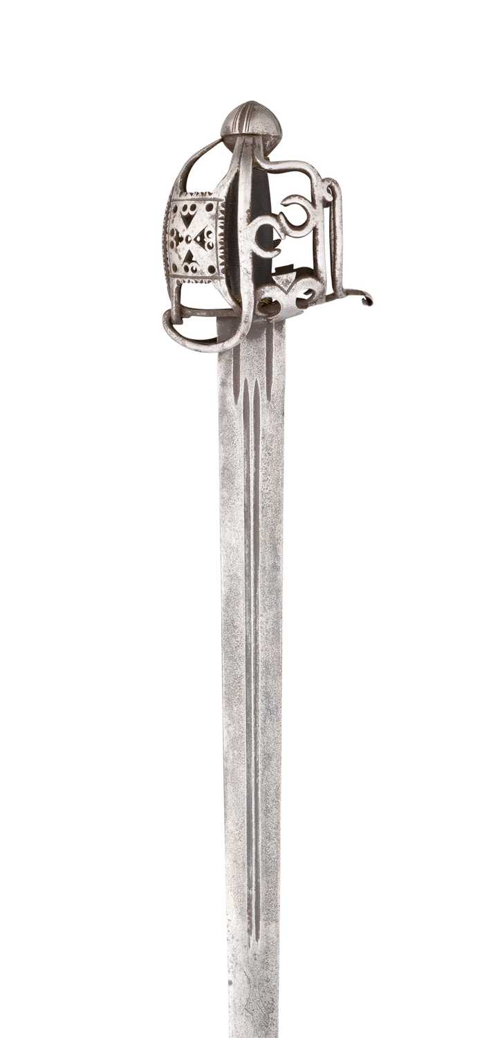Lot 107 - A BASKET-HILTED BROADSWORD IN EARLY 18TH CENTURY SCOTTISH STYLE