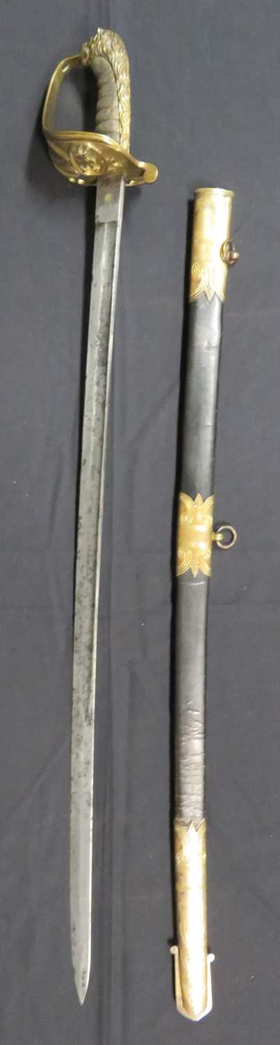Lot 295 - AN 1847 PATTERN NAVAL OFFICER'S SWORD RETAILED BY MACKAY