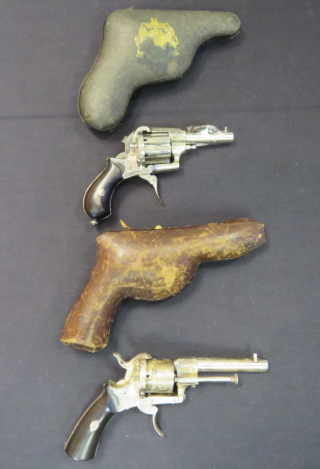 Lot 379 - TWO CASED BELGIAN PIN-FIRE REVOLVERS
