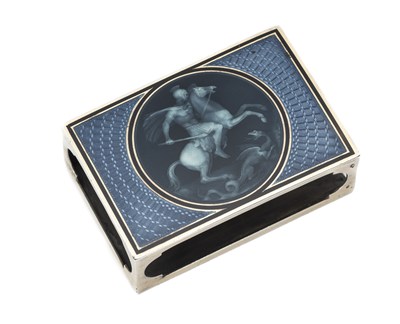 Lot 251 - A FRENCH SILVER-GILT AND ENAMEL MATCHBOX HOLDER, CIRCA 1900