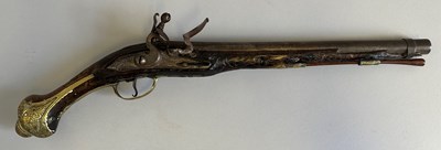 Lot 212 - A 16 BORE OTTOMAN FLINTLOCK HOLSTER PISTOL (KUBUR), TURKEY, EARLY 19TH CENTURY