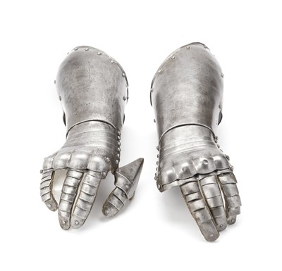 Lot 199 - **A PAIR OF SOUTH GERMAN ELBOW-LENGTH GAUNTLETS OF FINGERED FORM