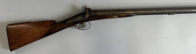 Lot 441 - A 14 BORE D.B. PERCUSSION SPORTING GUN, BIRMINGHAM PROOF MARKS, CIRCA 1860