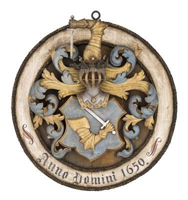 Lot 236 - **A DECORATIVE HERALDIC SHIELD FROM THE WORKSHOP OF ERNST SCHMIDT