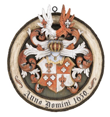 Lot 237 - **A DECORATIVE HERALDIC SHIELD FROM THE WORKSHOP OF ERNST SCHMIDT