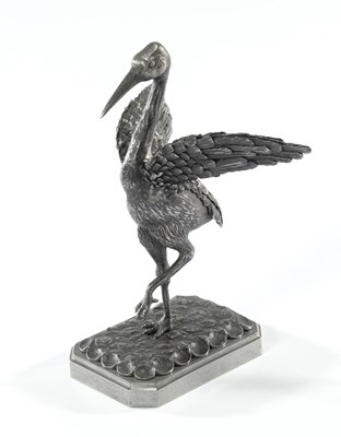 Lot 269 - **A FRENCH POLISHED IRON FIGURE OF A STORK