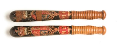 Lot 27 - TWO VICTORIAN METROPOLITAN POLICE TRUNCHEONS BY FIELD