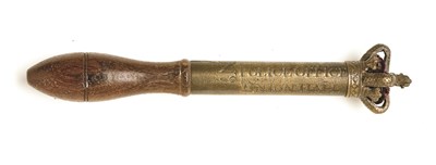Lot 43 - A BRASS-MOUNTED TIPSTAFF OF THE UNION HALL POLICE OFFICE with pierced crown finial
