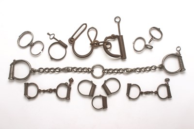 Lot 59 - NINE VARIOUS HANDCUFFS