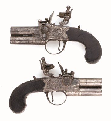 Lot 81 - A PAIR OF OVER-AND-UNDER TAP-ACTION FLINTLOCK PISTOLS BY WILLIAM PARKER