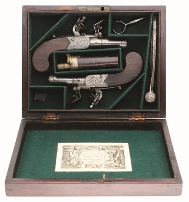 Lot 86 - A PAIR OF FLINTLOCK POCKET PISTOLS BY W. PARKER