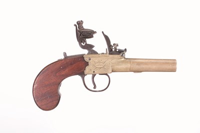 Lot 88 - A FLINTLOCK POCKET PISTOL BY DUTTON