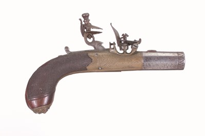 Lot 89 - A FLINTLOCK POCKET PISTOL SIGNED NOCK AND FENTON