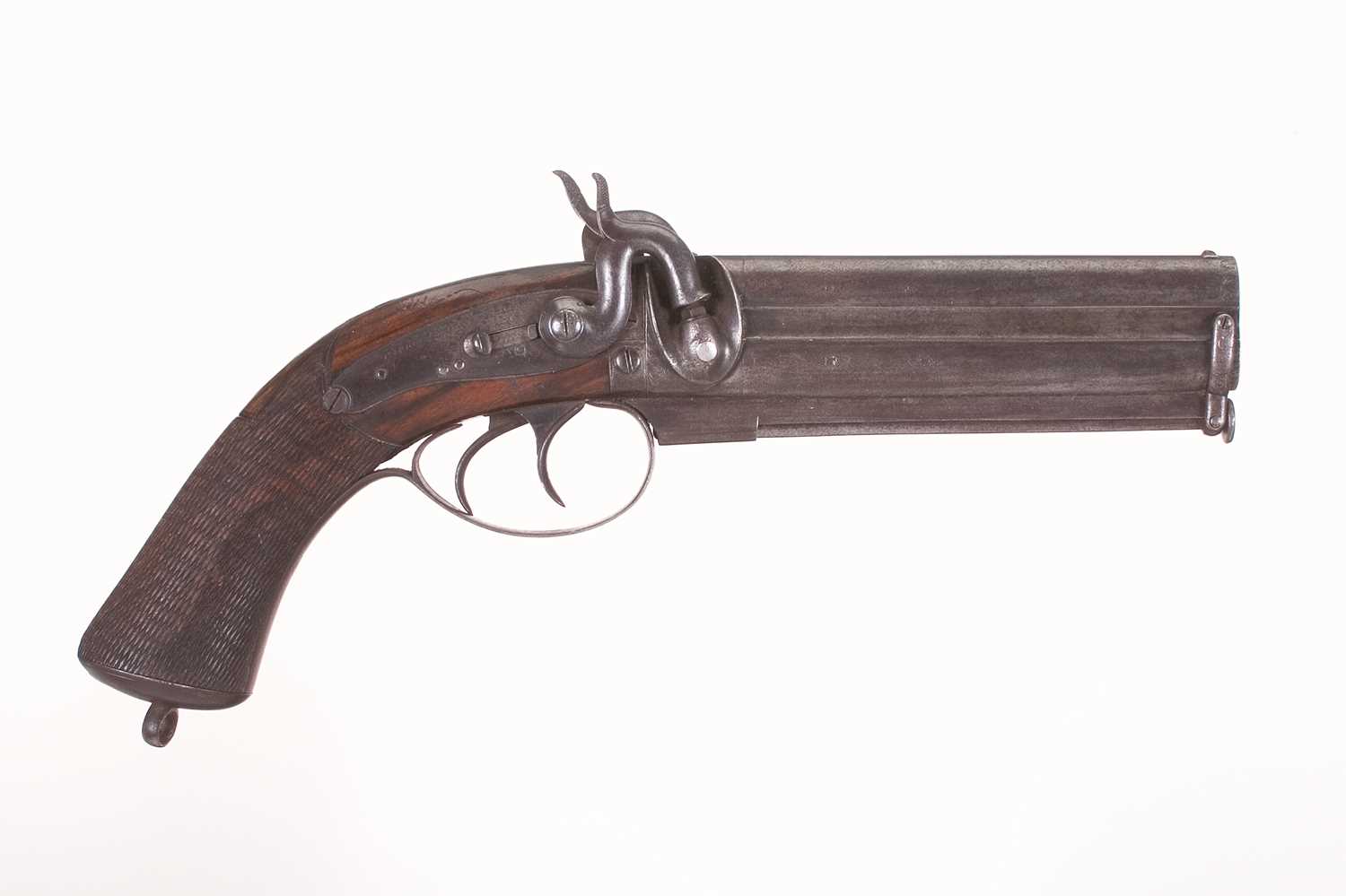 Lot 95 - A D.B. OVER-AND-UNDER PERCUSSION PISTOL OF