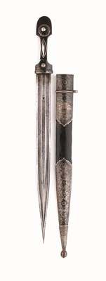 Lot 133 - A CAUCASIAN SILVER-MOUNTED KINDJAL
