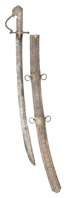 Lot 160 - AN ARAB SILVER-MOUNTED SWORD (SAIF), THE BLADE DATED 1219AH (CIRCA 1804)