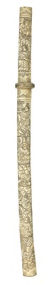 Lot 7 - A JAPANESE BONE-MOUNTED SWORD (WAKIZASHI)