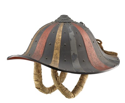 Lot 21 - A JAPANESE LACQUERED HELMET (JINGASA)