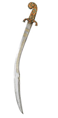 Lot 61 - **AN OTTOMAN HARDSTONE-MOUNTED SWORD (KILIG)