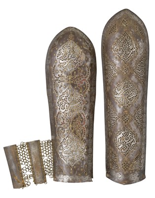 Lot 92 - TWO INDO-PERSIAN ARM DEFENCES (BAZU BAND)
