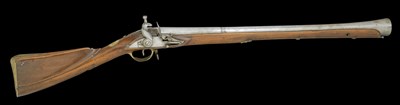 Lot 116 - **A RARE INDIAN MILITARY FLINTLOCK BLUNDERBUSS (BUKMAR)