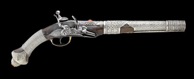 Lot 117 - A 25 BORE OTTOMAN TURKISH FLINTLOCK KUBUR (HOLSTER) PISTOL
