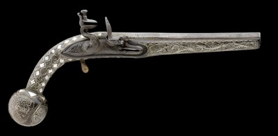 Lot 120 - A 25 BORE INDIAN FLINTLOCK PISTOL