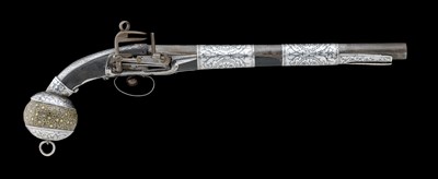 Lot 122 - **A 16 BORE CAUCASIAN MIQUELET-LOCK HOLSTER PISTOL