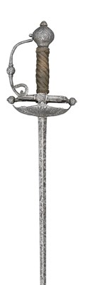 Lot 142 - A NORTH EUROPEAN RAPIER WITH CHISELLED DISH-HILT