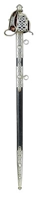 Lot 155 - A FINE VICTORIAN SCOTTISH BROADSWORD WITH SILVER BASKET-HILT