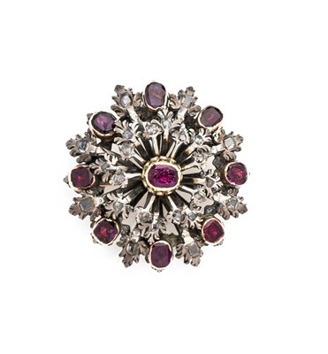 Lot 344 - RUBY AND DIAMOND BROOCH, LATE 19TH CENTURY