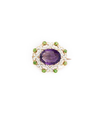 Lot 345 - SUFFRAGETTE  ENAMEL AND GEM-SET BROOCH, 1890S