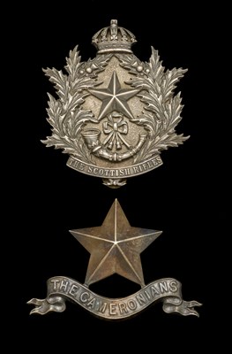 Lot 247 - **A SHOULDER BELT PLATE AND A HELMET PLATE TO THE CAMERONIANS