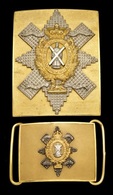 Lot 249 - **A SHOULDER BELT PLATE AND A WAIST BELT PLATE TO THE BLACK WATCH