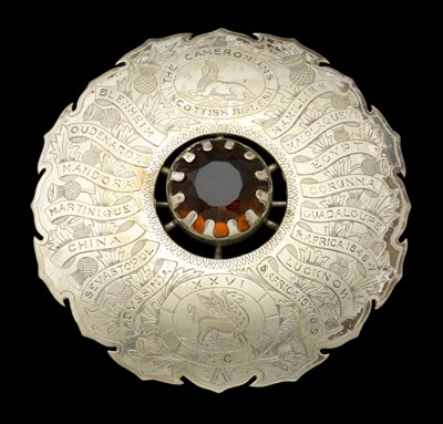 Lot 254 - **A WHITE METAL PLAID BROOCH TO THE CAMERONIANS