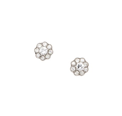 Lot 374 - PAIR OF DIAMOND CLUSTER EAR STUDS