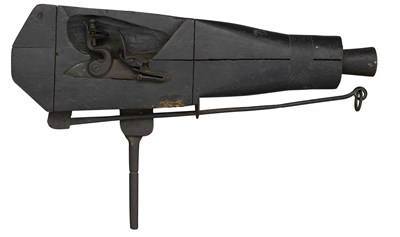 Lot 306 - A FLINTLOCK SPRING TRAP GUN
