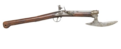 Lot 309 - A RARE SWEDISH MODEL 1703 COMBINED FLINTLOCK PISTOL AND AXE
