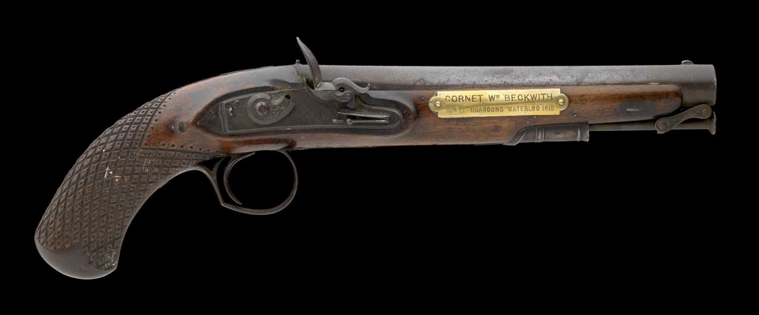 Lot 327 - A 16 BORE FLINTLOCK OFFICER'S PISTOL BY
