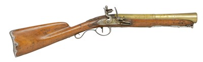 Lot 355 - A FLINTLOCK BLUNDERBUSS