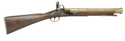 Lot 360 - A FLINTLOCK BLUNDERBUSS