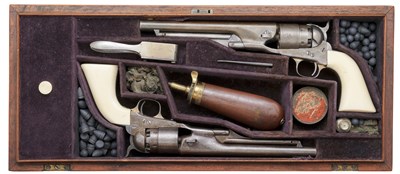 Lot 364 - A CASED PAIR OF .44 CALIBRE COLT ARMY MODEL 1860 PERCUSSION SIX-SHOT REVOLVERS