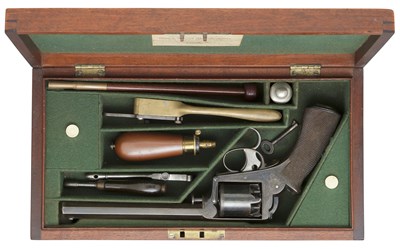Lot 373 - A CASED 54-BORE TRANTER PATENT FIVE-SHOT SINGLE-ACTION PERCUSSION REVOLVER