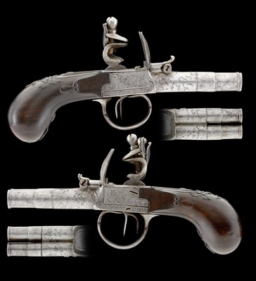 Lot 375 - A PAIR OF 120 BORE D.B. FRENCH POCKET PISTOLS BY TOUPRIANT