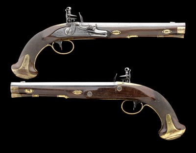Lot 377 - A PAIR OF 48 BORE RUSSIAN FLINTLOCK OFFICER'S PISTOLS BY HORNSCHUCH A REVAL
