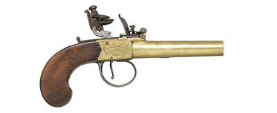 Lot 379 - A 54 BORE FLINTLOCK POCKET PISTOL SIGNED WILLIAM THOMAS (1) BOND
